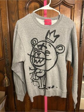 Mishka Grey Sweatshirt with Pink Tag and Black Graphic